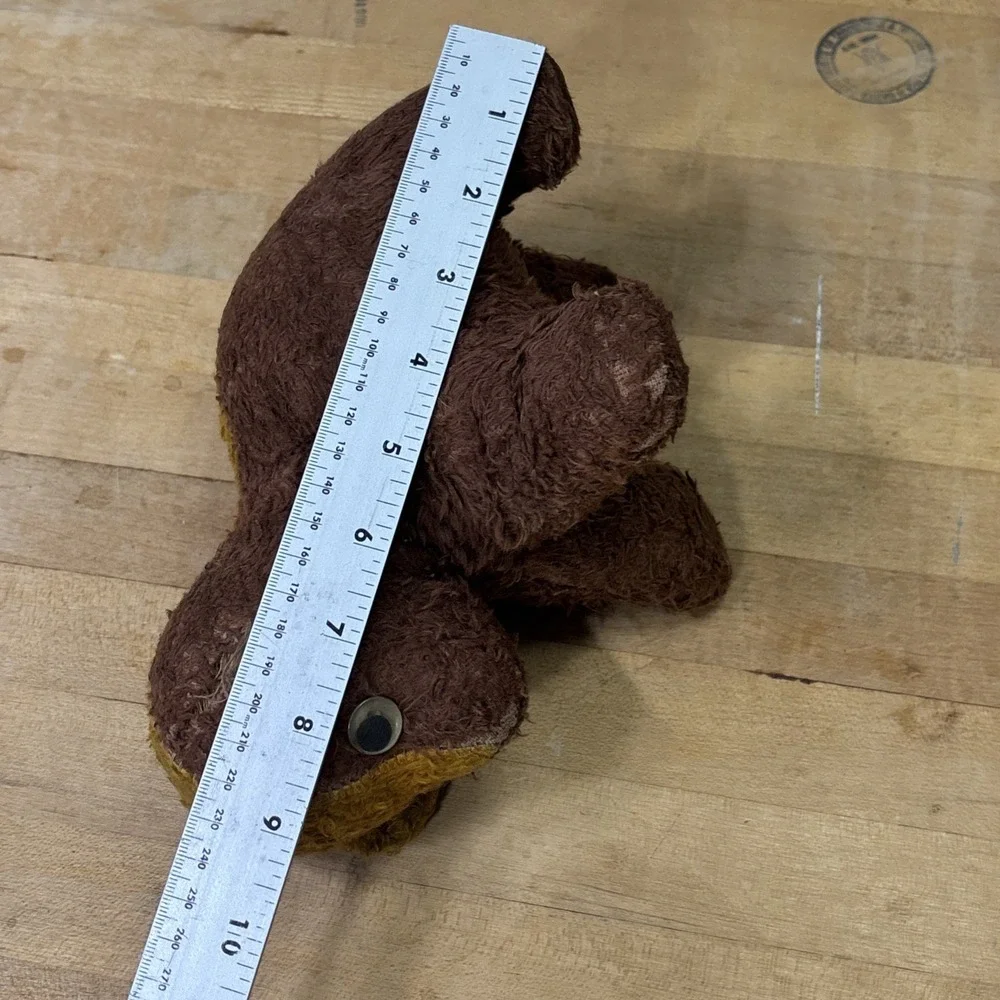 Antique Primitive Brown & Yellow Plush Stuffed Teddy Bear As Is Vintage